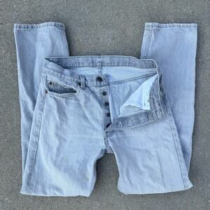 VTG 80s Levi’s 501 Button Fly Light Gray Original fit Straight Leg Jeans 33x34